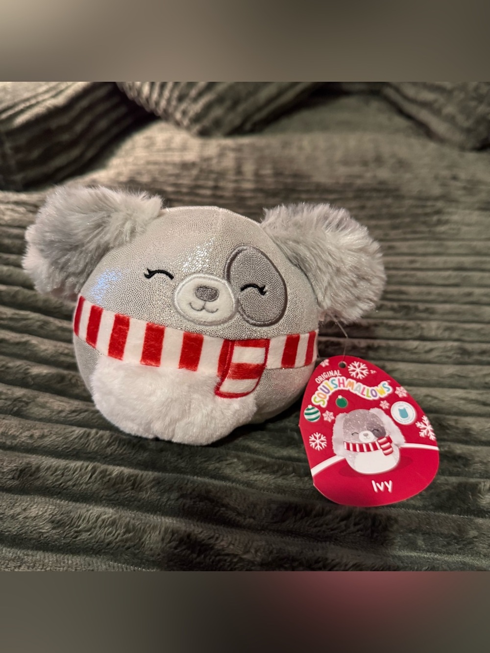 NWT Squishmallows Ivy the Gray Dog 5" - FIRST TO MARKET Holiday Winter Plush